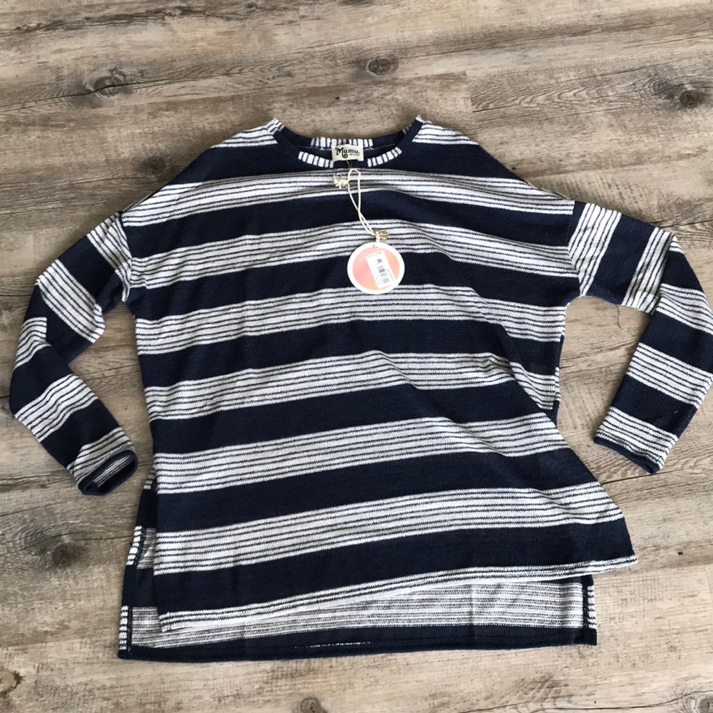 BNWT Show Me Your Mumu navy striped Sweater Sz M